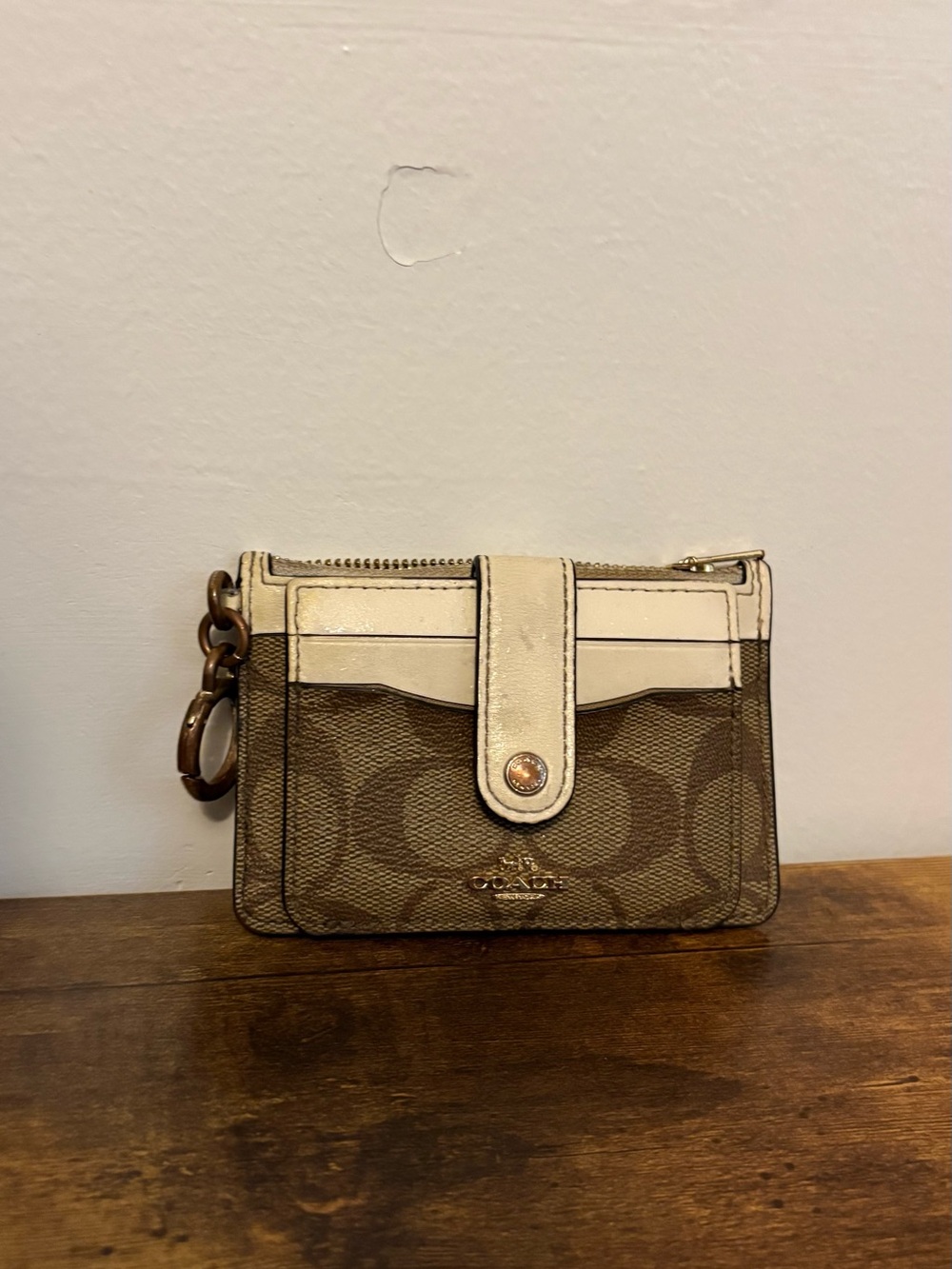 Authentic Coach Attachment Card Case in Signature Canvas